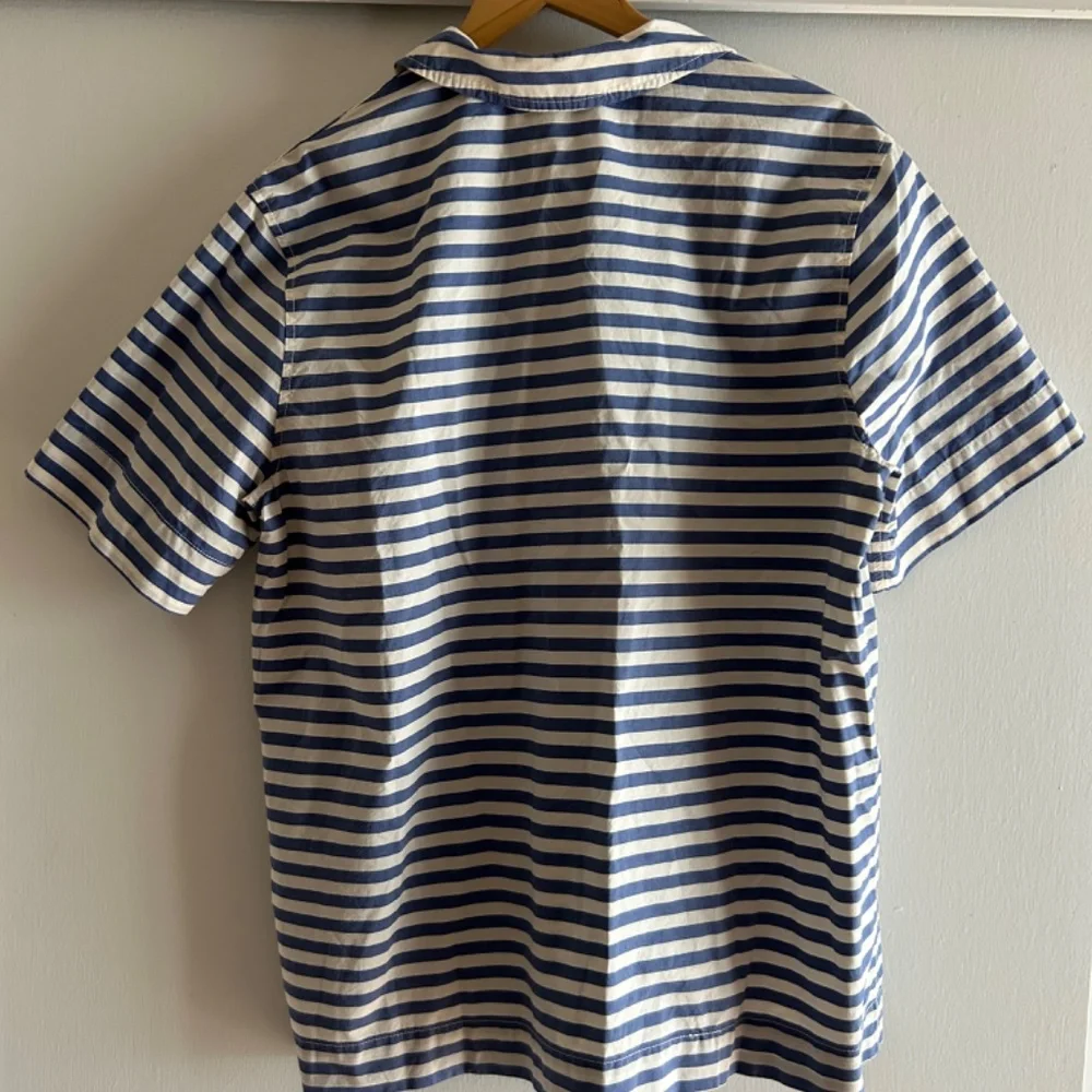 Everlane Poplin Mazarine Blue & Bone Shirt, Large - Picture 4 of 6
